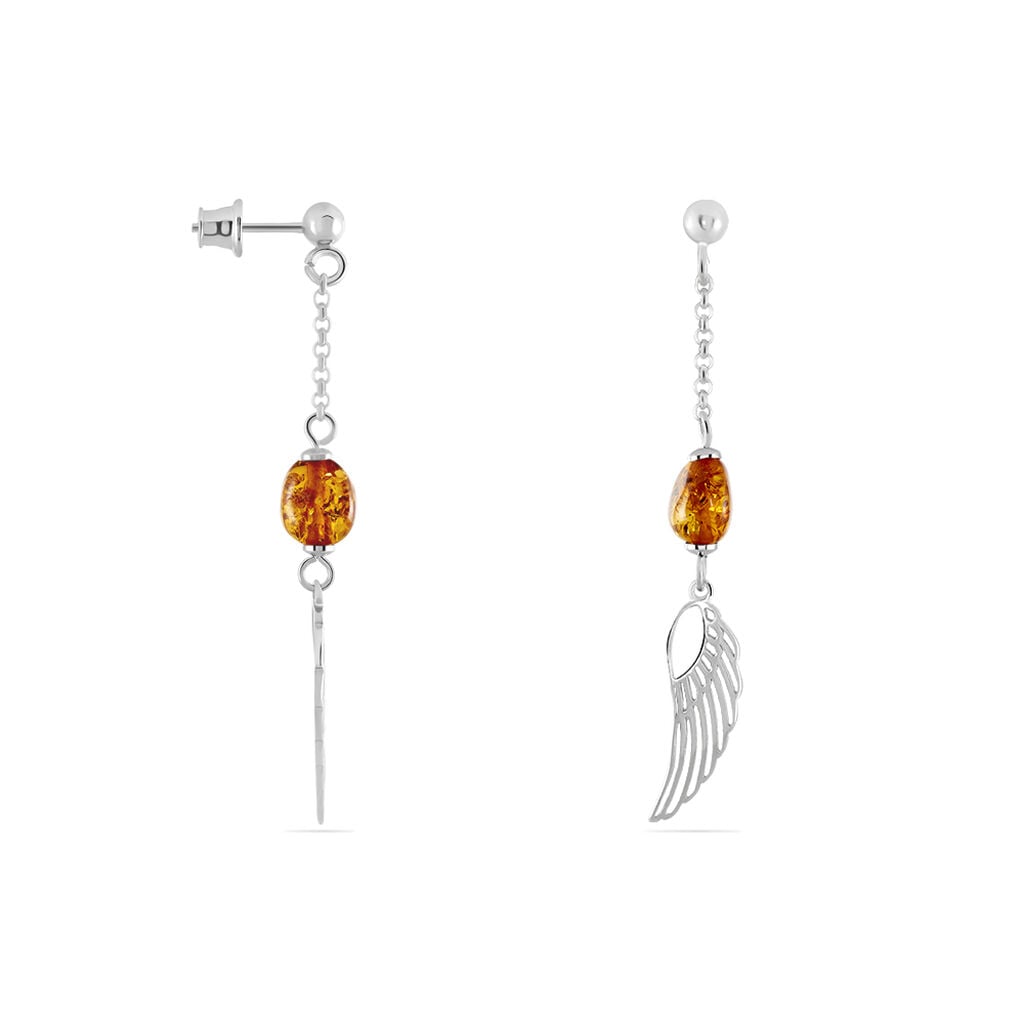 Boucles D'oreilles Argent Blanc Aglaee Ambre - Boucles d'oreilles fantaisie Femme | Histoire d&rsquo;Or