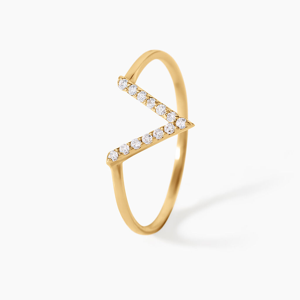 Bague Celene 1 Argent Dor&eacute; A L'Or 750/1000 Oxyde De Zirconium - Cadeaux de naissance Femme | Histoire d&rsquo;Or