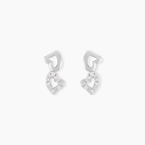 Boucles D'oreilles Puces Nonna Argent Blanc Oxyde De Zirconium - Boucles d'oreilles fantaisie Femme | Histoire d&rsquo;Or