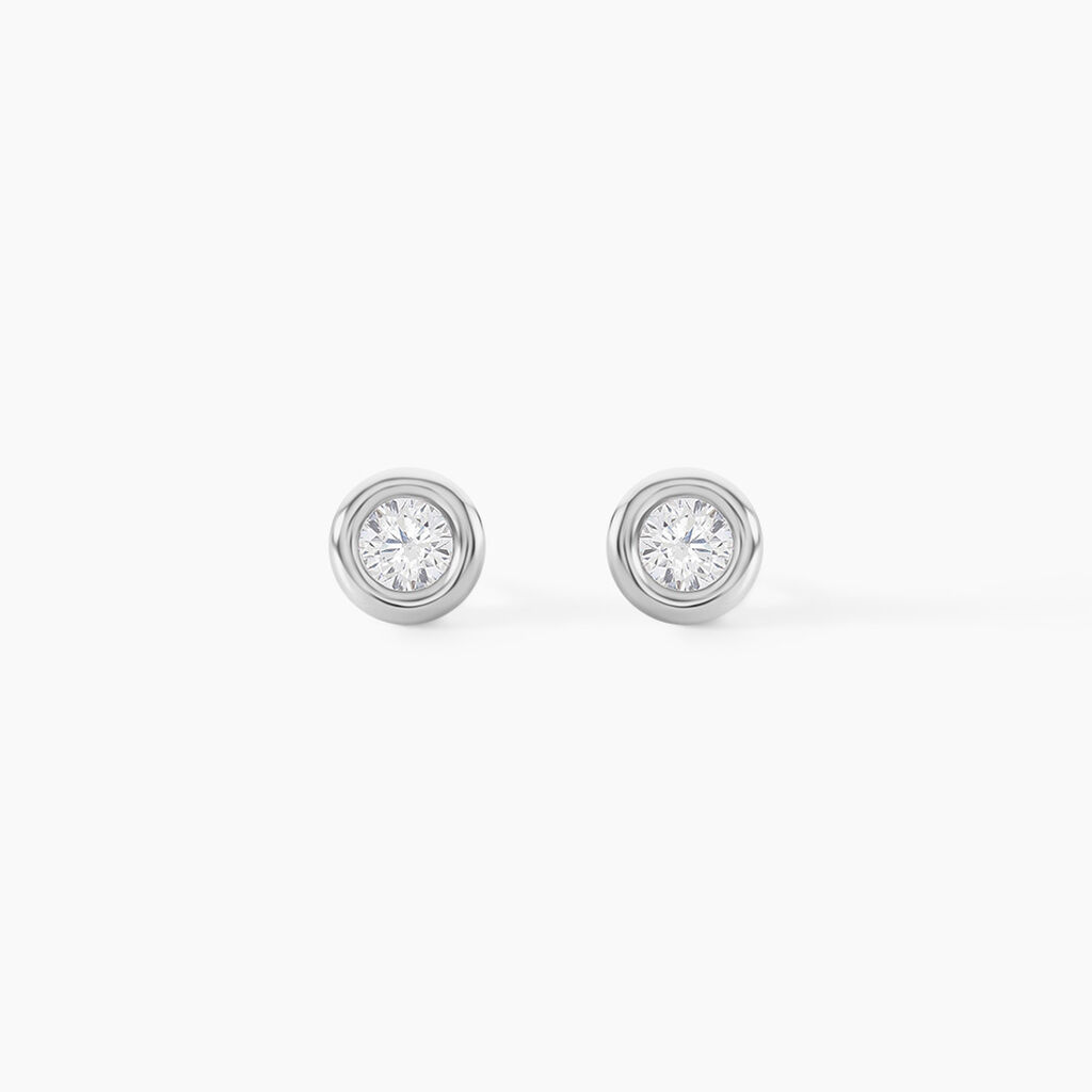 Boucles D'oreilles Puces Eden Serti Pneu Or Blanc Oxyde De Zirconium - Clous d'oreilles Femme | Histoire d&rsquo;Or
