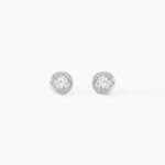 Boucles D'oreilles Puces Eden Serti Pneu Or Blanc Oxyde De Zirconium - Clous d'oreilles Femme | Histoire d&rsquo;Or