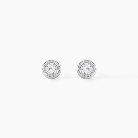 Boucles D'oreilles Puces Eden Serti Pneu Or Blanc Oxyde De Zirconium - Clous d'oreilles Femme | Histoire d&rsquo;Or