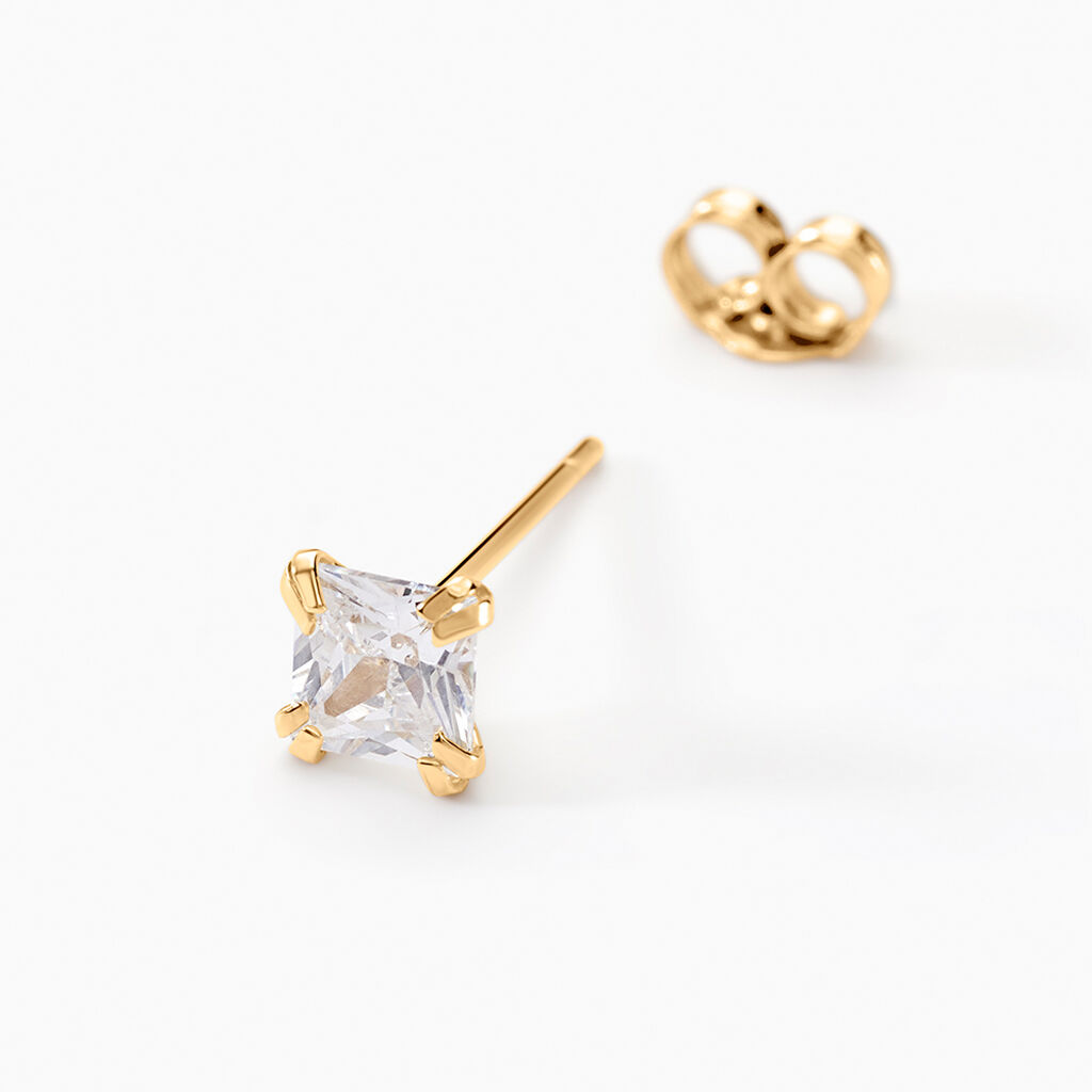 Boucles D'oreilles Puces Doreen Or Jaune Oxyde De Zirconium - Clous d'oreilles Famille | Histoire d’Or