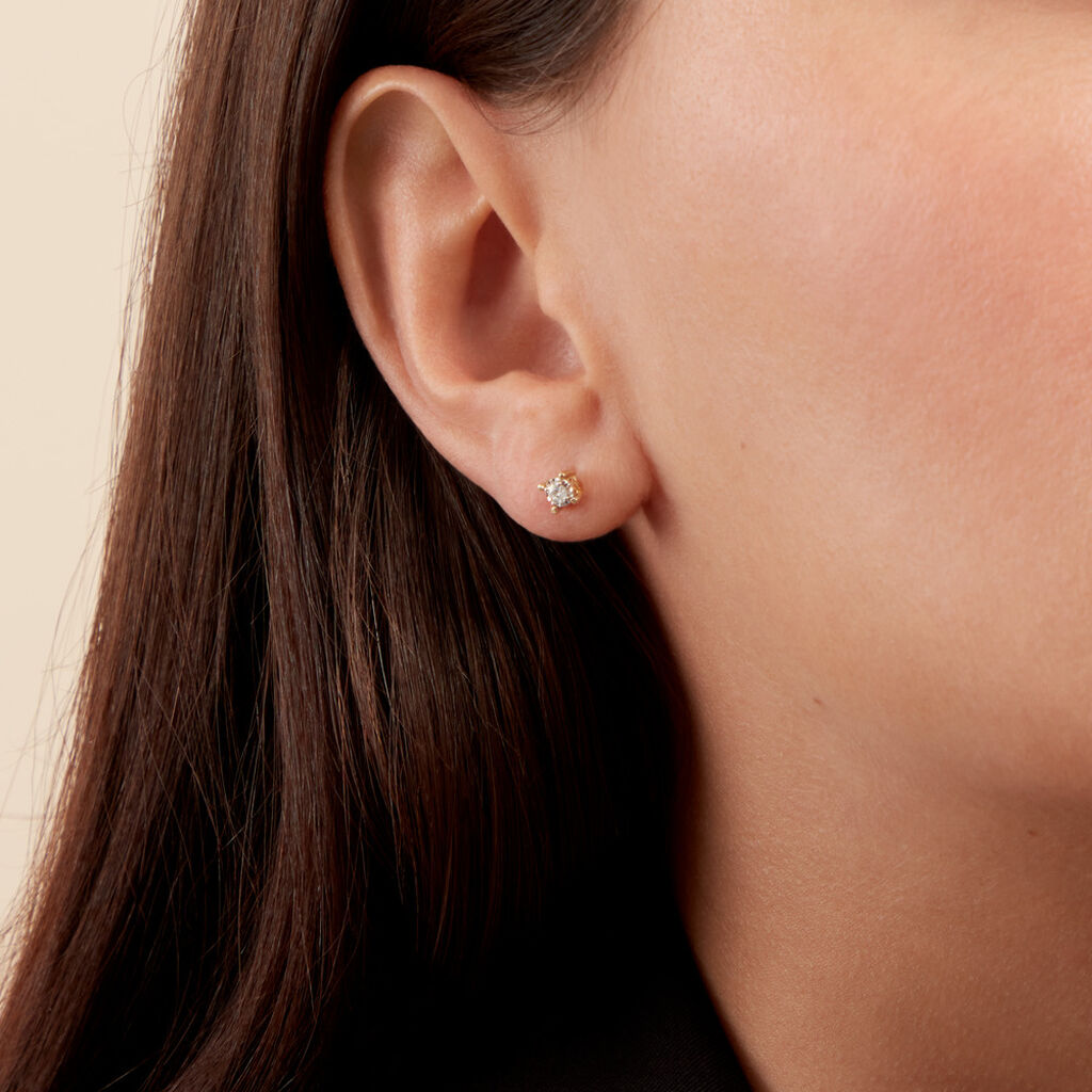 Boucles D'oreilles Puces Diamotion Or Jaune Diamant - Clous d'oreilles Femme | Histoire d’Or