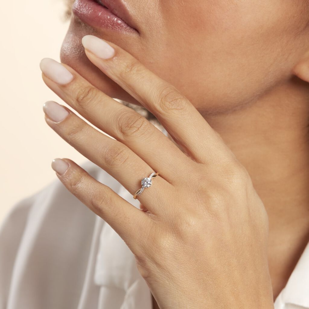 Bague Filipa Or Bicolore Oxyde De Zirconium - Bagues solitaires Femme | Histoire d’Or