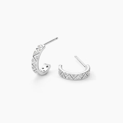 Cr&eacute;oles Emaline Argent Blanc Oxyde De Zirconium - Boucles d'oreilles cr&eacute;oles Femme | Histoire d&rsquo;Or
