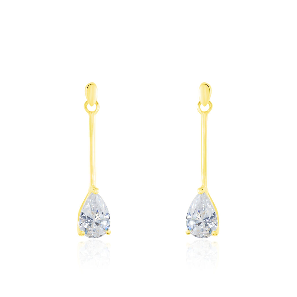 Boucles D'oreilles Pendantes Goutte Or Jaune Oxyde De Zirconium - Boucles d'oreilles pendantes Femme | Histoire d’Or