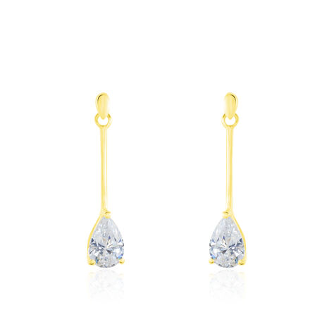 Boucles D'oreilles Pendantes Goutte Or Jaune Oxyde De Zirconium - Boucles d'oreilles pendantes Femme | Histoire d’Or