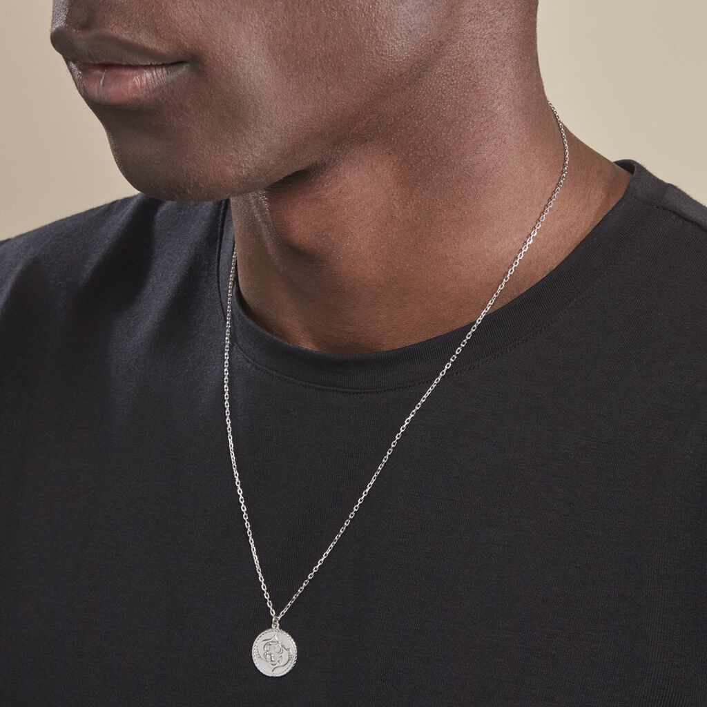 Collier Argent Blanc Lew - Colliers Zodiaque Homme | Histoire d’Or