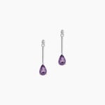 Boucles D'oreilles Pendantes Goutte Or Blanc Amethyste - Boucles d'oreilles pendantes Femme | Histoire d&rsquo;Or