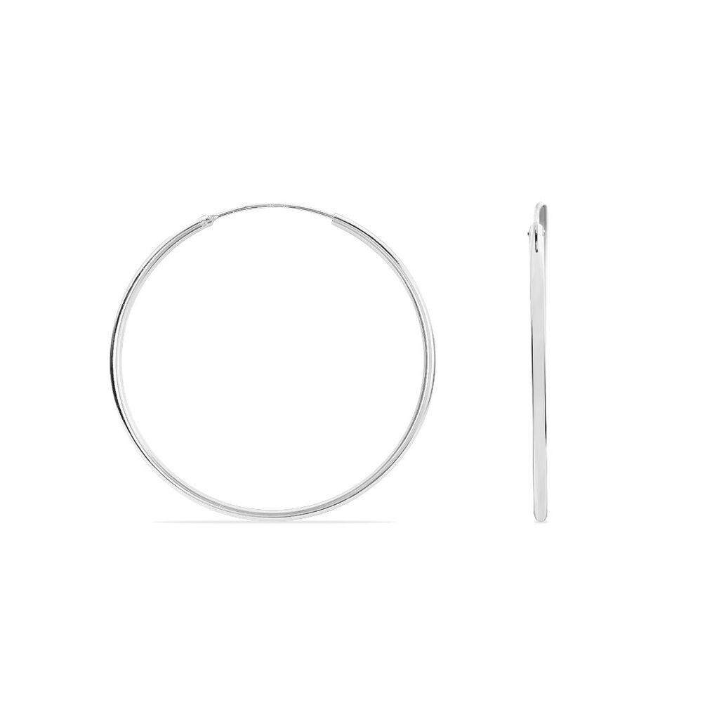 Créoles Argent Blanc Olympia - Boucles d'oreilles créoles Femme | Histoire d’Or