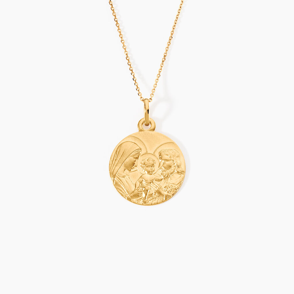 Medaille Or Jaune Sainte Famille - Pendentifs Bapt&ecirc;me Famille | Histoire d&rsquo;Or