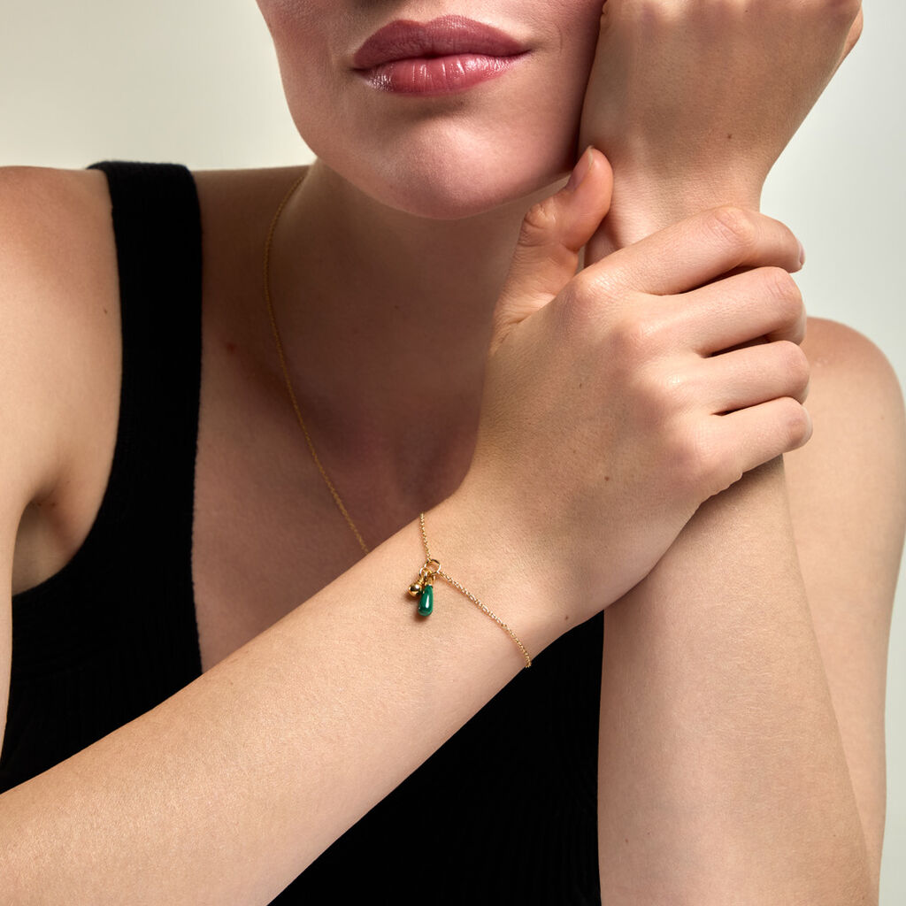 Bracelet Mala&iuml;ka Argent Dor&eacute; A L'Or 750/1000 Malachite - Bracelets Femme | Histoire d&rsquo;Or