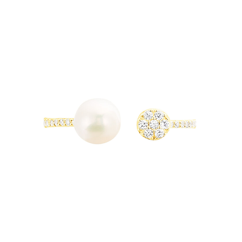 Bague Shannone Or Jaune Perle De Culture Et Oxyde De Zirconium - Bagues avec pierre Femme | Histoire d’Or