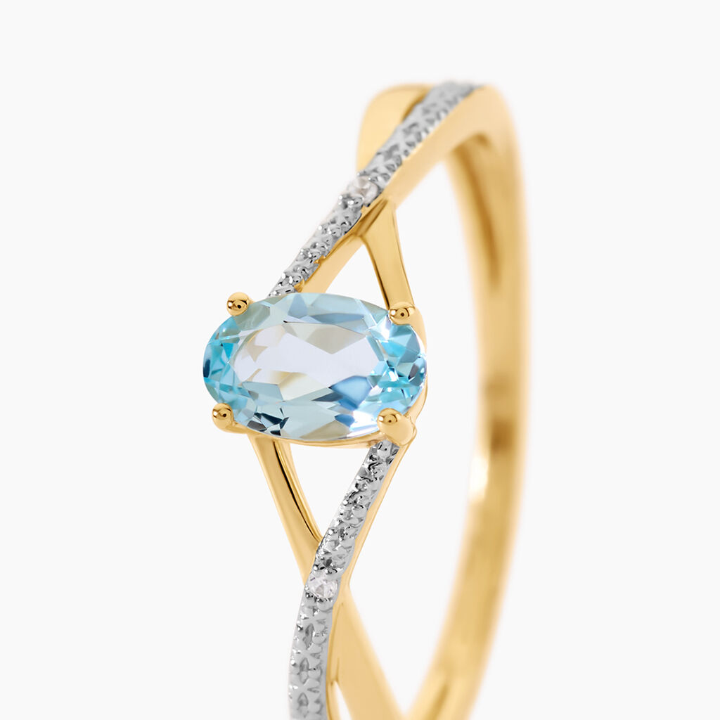 Bague Hemma Argent Dor&eacute; A L'Or 750/1000 Topaze Oxyde De Zirconium - Bagues solitaires Femme | Histoire d&rsquo;Or