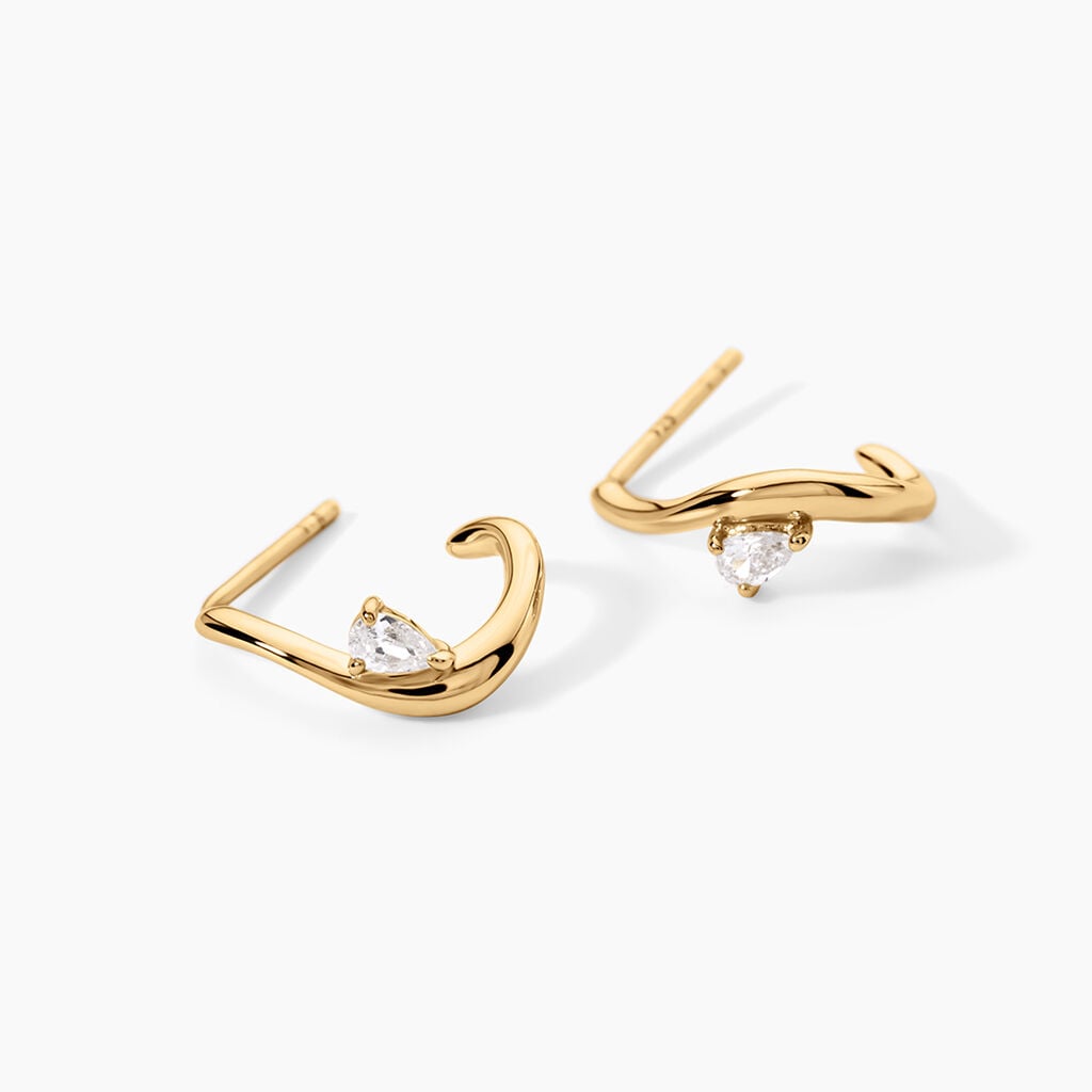 Boucles D'Oreilles Pendantes Sunset Riviera Argent Dor&eacute; A L'Or 750/1000 Oxyde De Zirconium - Boucles d'oreilles fantaisie Femme | Histoire d&rsquo;Or