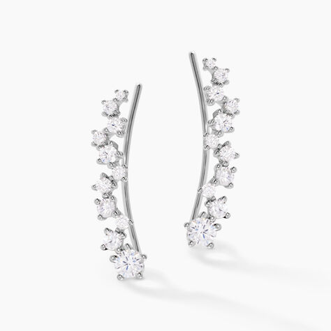 Bijoux D¿oreilles Grimpants Enza Argent Blanc Oxyde De Zirconium - Boucles d'oreilles fantaisie Femme | Histoire d’Or