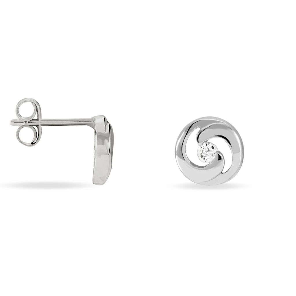 Boucles D'oreilles Puces Anne-andree Argent Blanc Oxyde De Zirconium - Boucles d'oreilles fantaisie Femme | Histoire d’Or