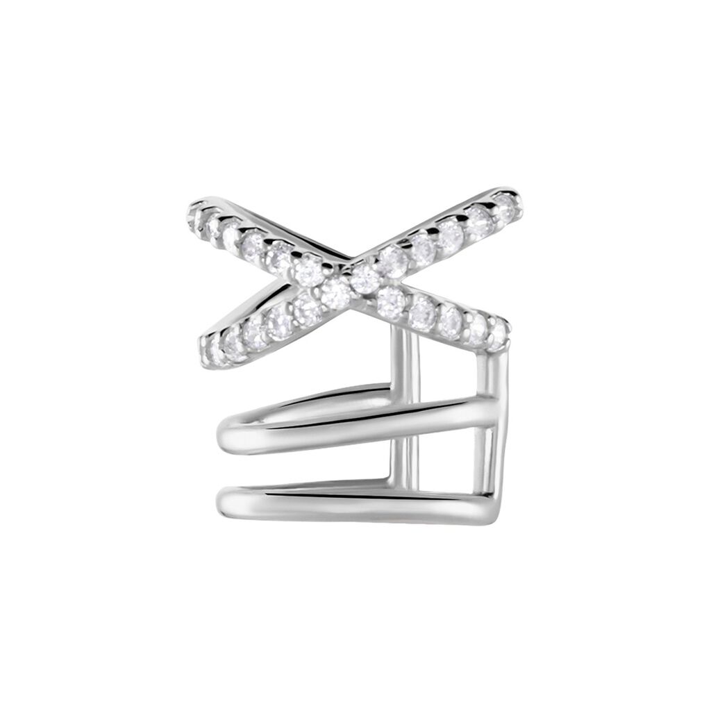 Bague D'oreille Unitaire Pancho Argent Blanc Oxyde - Boucles d'oreilles fantaisie Femme | Histoire d’Or