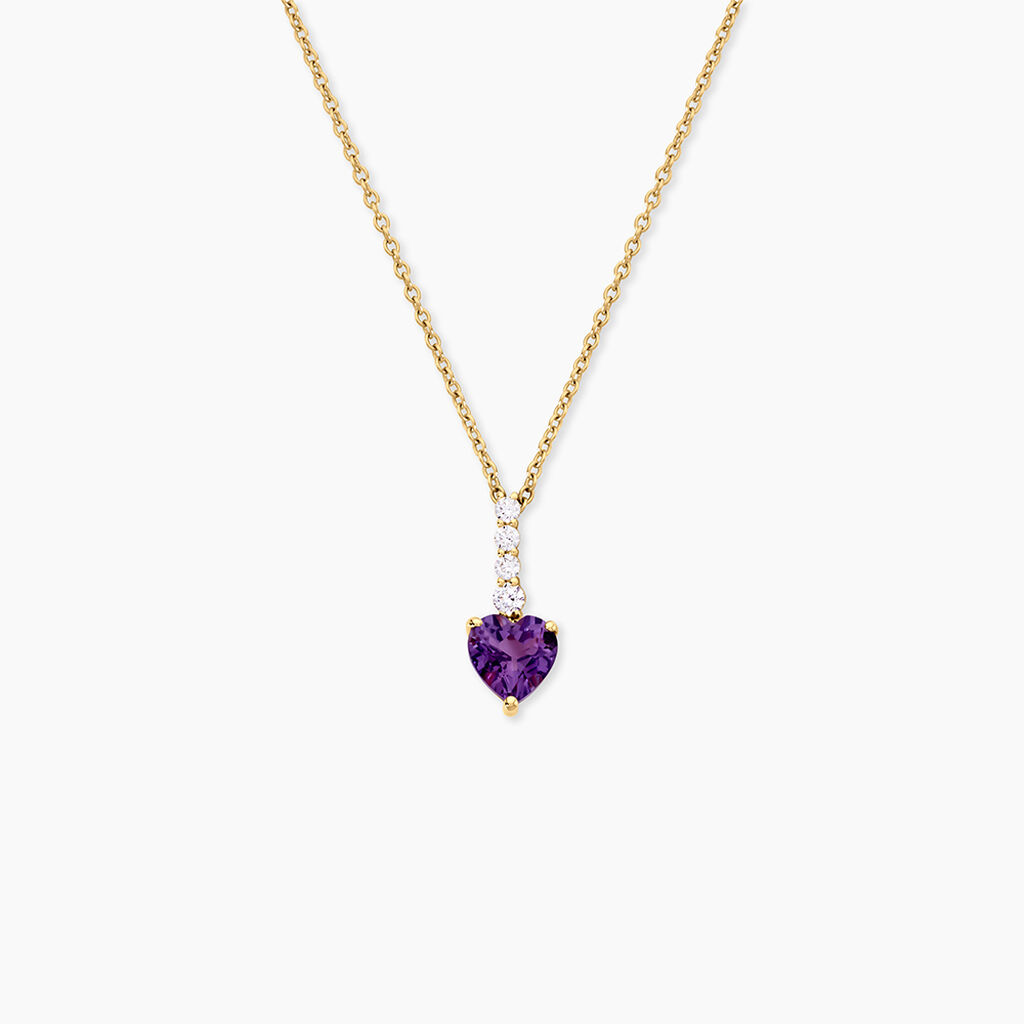 Collier Fany Argent Dor&eacute; A L'Or 750/1000 Am&eacute;thyste Oxyde De Zirconium - F&ecirc;te des m&egrave;res Femme | Histoire d&rsquo;Or