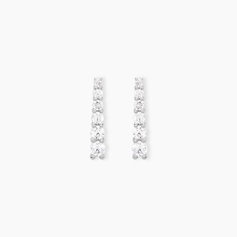 Boucles D'oreilles Pendantes Georas Or Blanc Oxyde - Boucles d'oreilles pendantes Femme | Histoire d&rsquo;Or