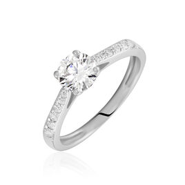 Bague Solitaire Laetitia Or Blanc Diamant Synthetique - Bagues solitaires Femme | Histoire d’Or