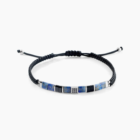 Bracelet Jourdan Jahan Acier Argenté Lapis Lazuli Agate - Nouveautés bijoux Homme | Histoire d’Or