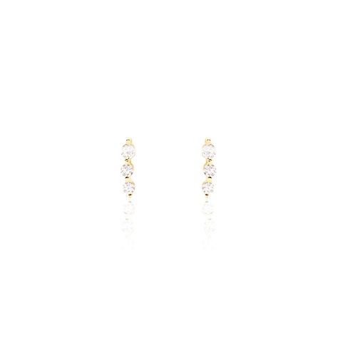 Boucles D'oreilles Puces Tria Or Jaune Oxyde De Zirconium - Clous d'oreilles Femme | Histoire d’Or