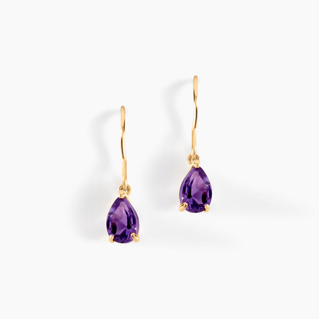 Boucles D'oreilles Pendantes Kalyne Or Jaune Amethyste - Boucles d'oreilles pendantes Femme | Histoire d’Or