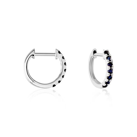 Cr&eacute;oles Or Blanc Killian Saphir - Boucles d'oreilles cr&eacute;oles Femme | Histoire d&rsquo;Or