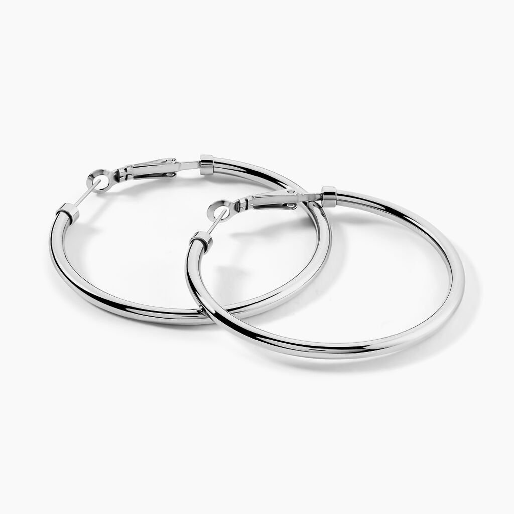 Créoles Carmeline Acier Blanc - Boucles d'oreilles créoles Femme | Histoire d’Or