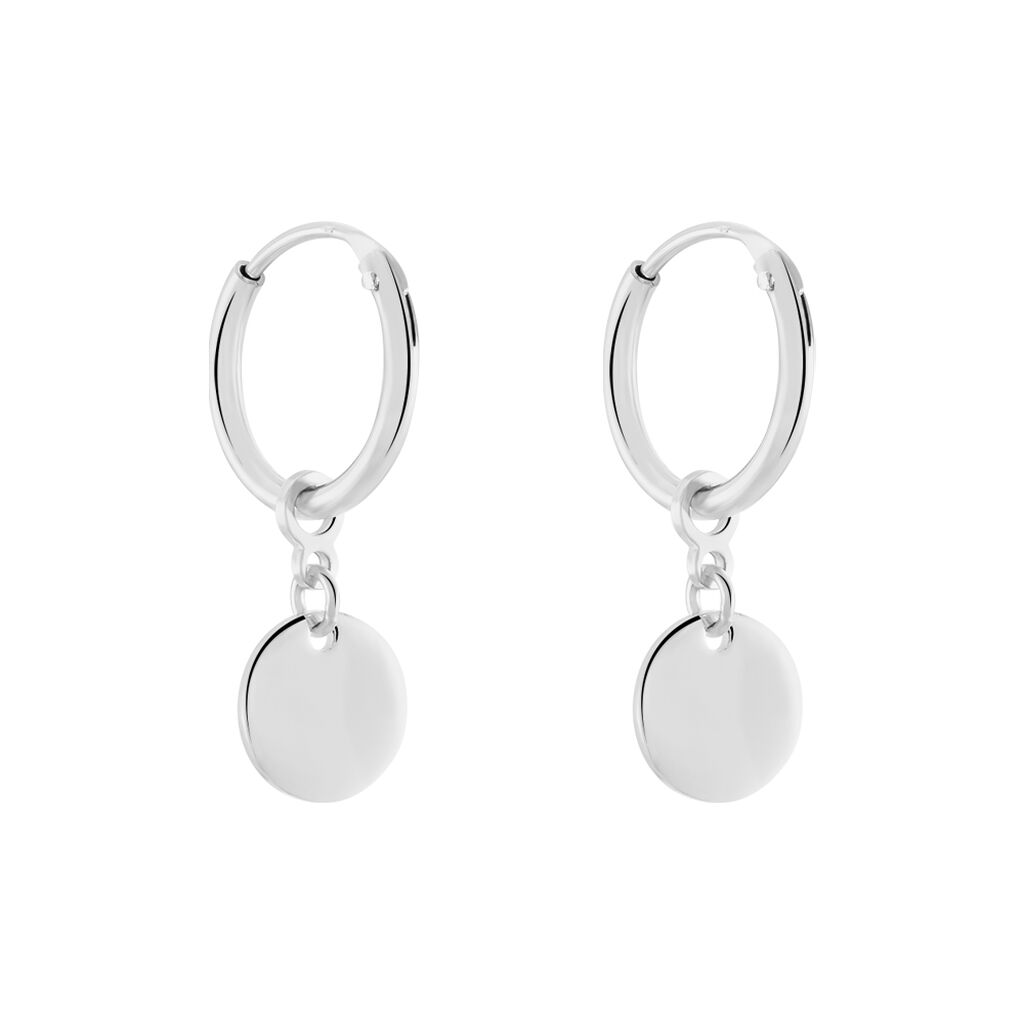 Créoles Elvyn Argent Blanc - Boucles d'oreilles créoles Femme | Histoire d’Or
