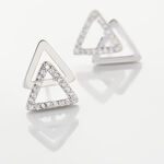 Boucles D'oreilles Puces Glorya Argent Blanc Oxyde De Zirconium - Boucles d'oreilles fantaisie Femme | Histoire d&rsquo;Or