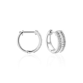 Créoles Or Blanc Ailin Diamants - Boucles d'oreilles créoles Femme | Histoire d’Or