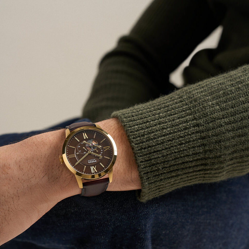 Montre Fossil Townsman C&oelig;ur Battant Marron - F&ecirc;te des p&egrave;res Homme | Histoire d&rsquo;Or