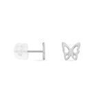 Boucles D'oreilles Puces Bartholomee Papillon Or Blanc - Clous d'oreilles Femme | Histoire d&rsquo;Or