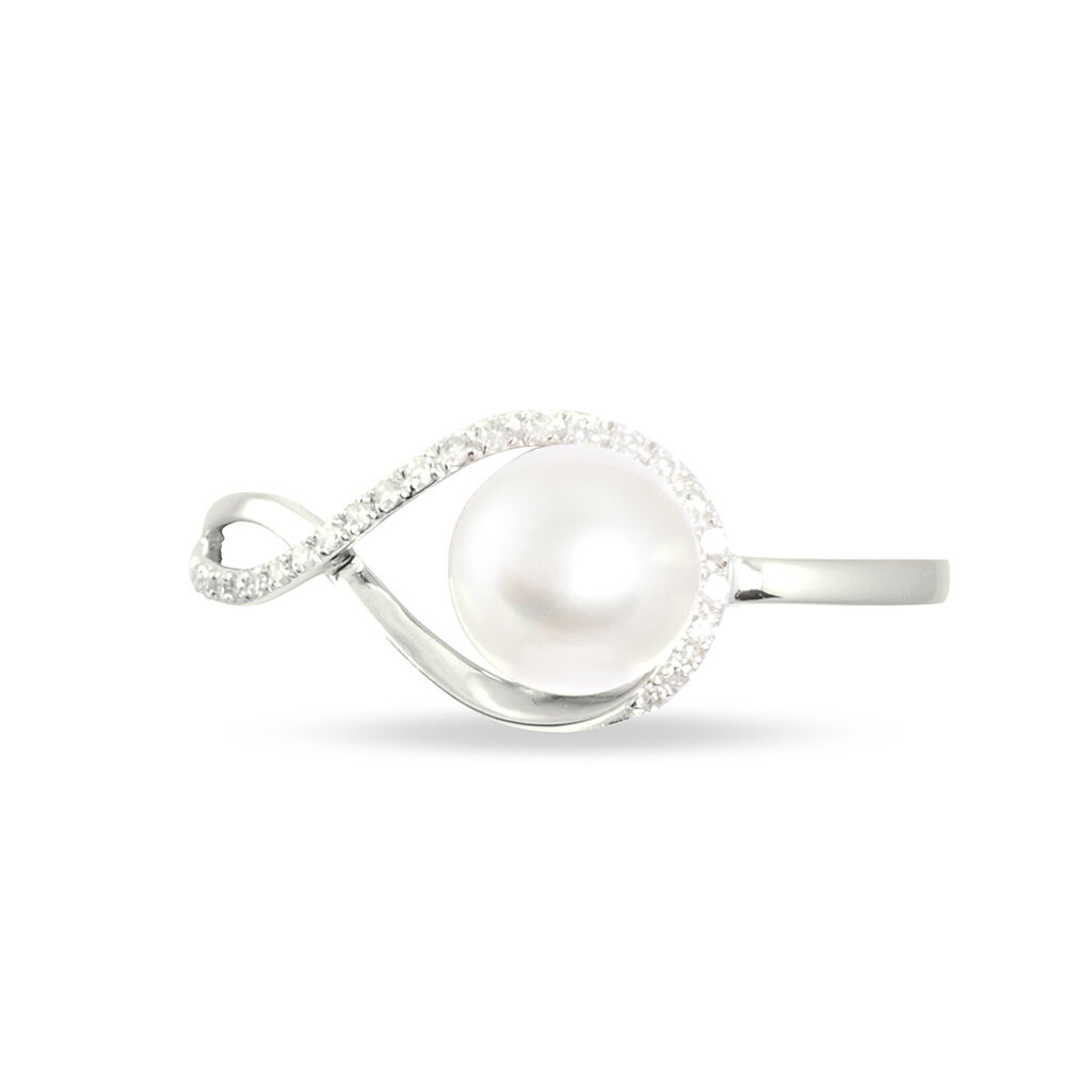 Bague Davy Or Blanc Perle De Culture Et Diamant - Bagues avec pierre Femme | Histoire d’Or