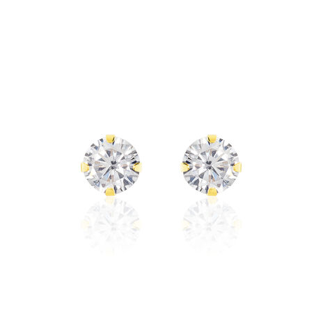 Boucles D'oreilles Puces Eddie Or Jaune Oxyde De Zirconium - Clous d'oreilles Femme | Histoire d’Or