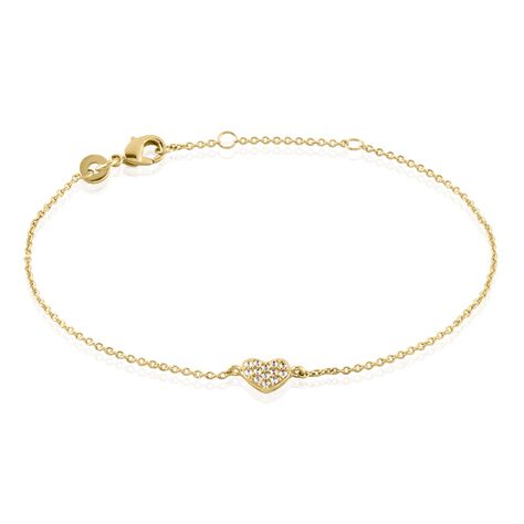 Bracelet Plaqué Or Nafissa Oxydes De Zirconium - Bracelets Coeur Femme | Histoire d’Or