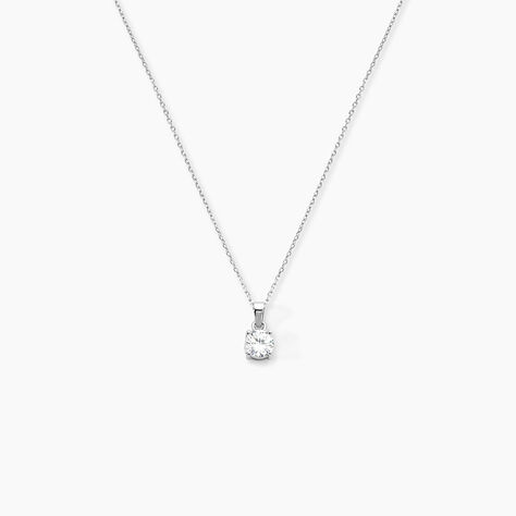 Collier Lynna Argent Blanc Oxyde De Zirconium - Colliers fantaisie Femme | Histoire d&rsquo;Or