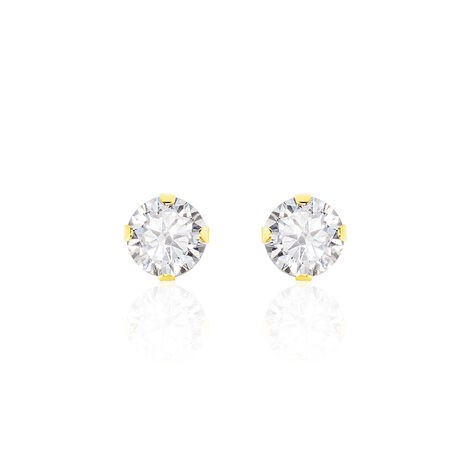 Boucles D'oreilles Puces Eddie Or Jaune Oxyde De Zirconium - Clous d'oreilles Femme | Histoire d’Or
