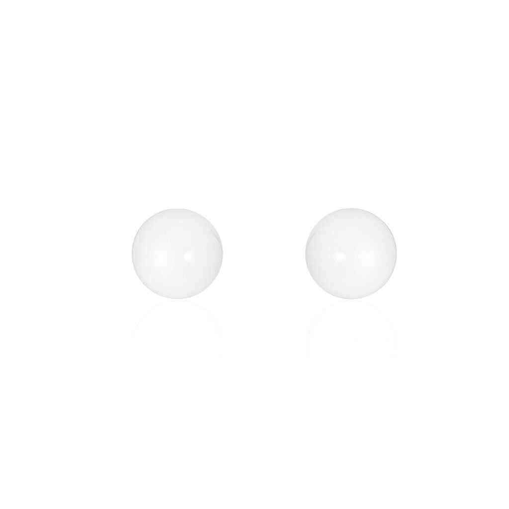 Boucles D'oreilles Puces Solene Argent Blanc Céramique - Boucles d'oreilles fantaisie Femme | Histoire d’Or