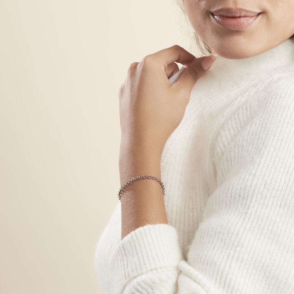 Bracelet Carola Maille Jaseron Argent Blanc - Bracelets chaîne Femme | Histoire d’Or