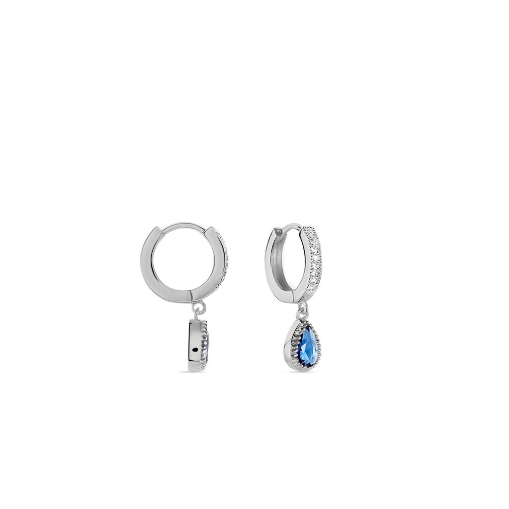 Creoles Jerusha Argent Blanc Oxydes De Zirconium - Boucles d'oreilles cr&eacute;oles Femme | Histoire d&rsquo;Or