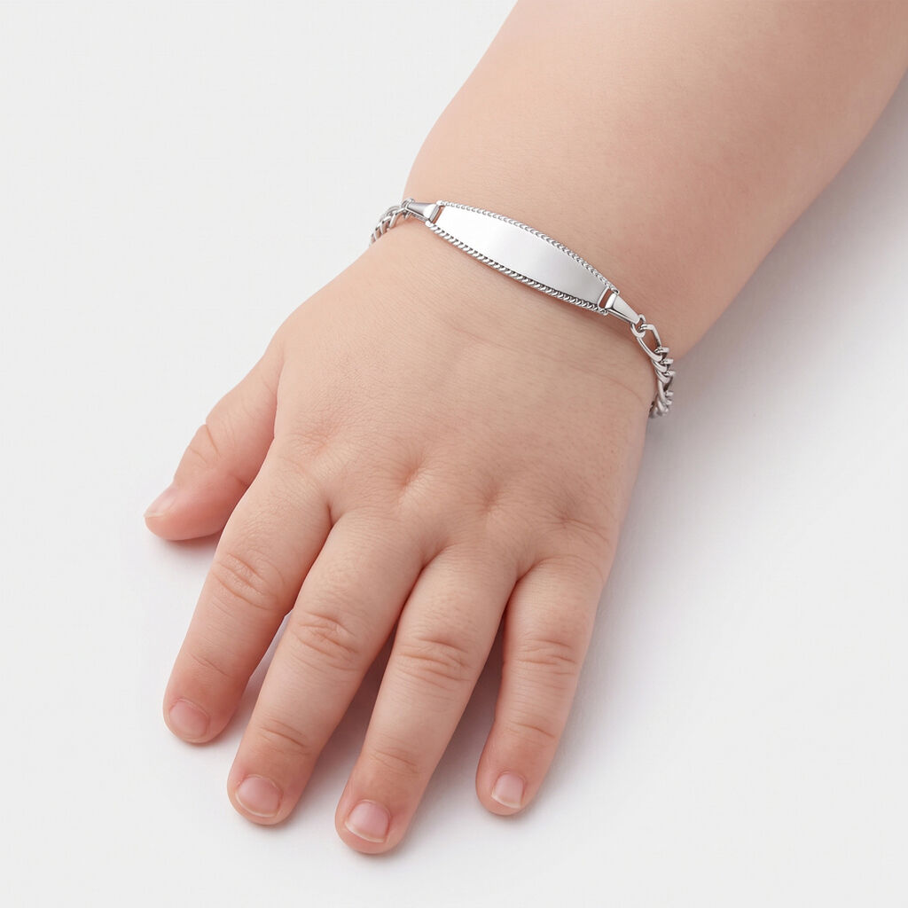 Bracelet Identit&eacute; Bartolomee Or Blanc - Bracelets Communion Enfant | Histoire d&rsquo;Or