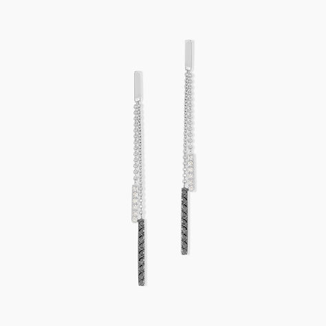 Boucles D'oreilles Pendantes Ainhoaa Or Blanc Diamant - Boucles d'oreilles pendantes Femme | Histoire d’Or