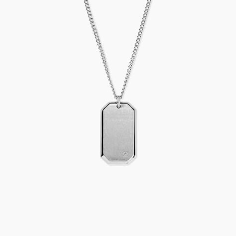 Collier Hugo Acier Blanc Oxyde De Zirconium - F&ecirc;te des p&egrave;res Homme | Histoire d&rsquo;Or