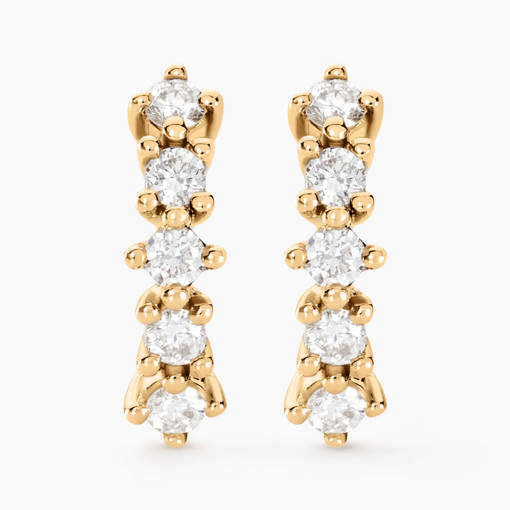 Boucles D'oreilles Puces Matleena Or Jaune Diamant Synth&eacute;tique - Clous d'oreilles Femme | Histoire d&rsquo;Or