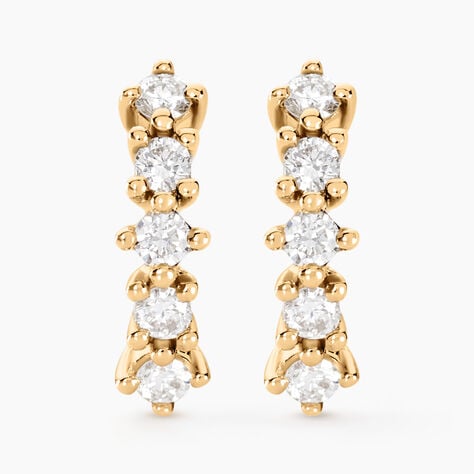 Boucles D'oreilles Puces Matleena Or Jaune Diamant Synth&eacute;tique - Clous d'oreilles Femme | Histoire d&rsquo;Or