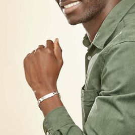 Bracelet Identité Argent Blanc Vivian - Gourmettes Homme | Histoire d’Or